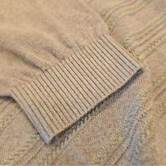 ST. CROIX SHOP Mens Tan Textured Collared Polo Sweater Size Large Pullover - Picture 3 of 8